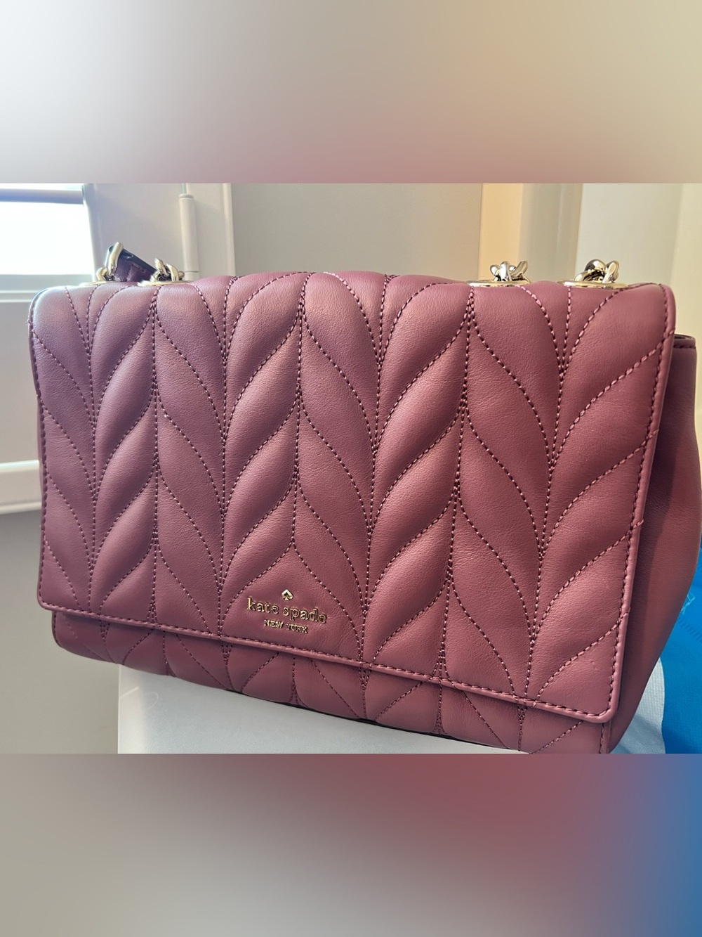 Kate Spade Quilted Emelyn Plumberry Shoulder hand Bag Purse
Like NEW!